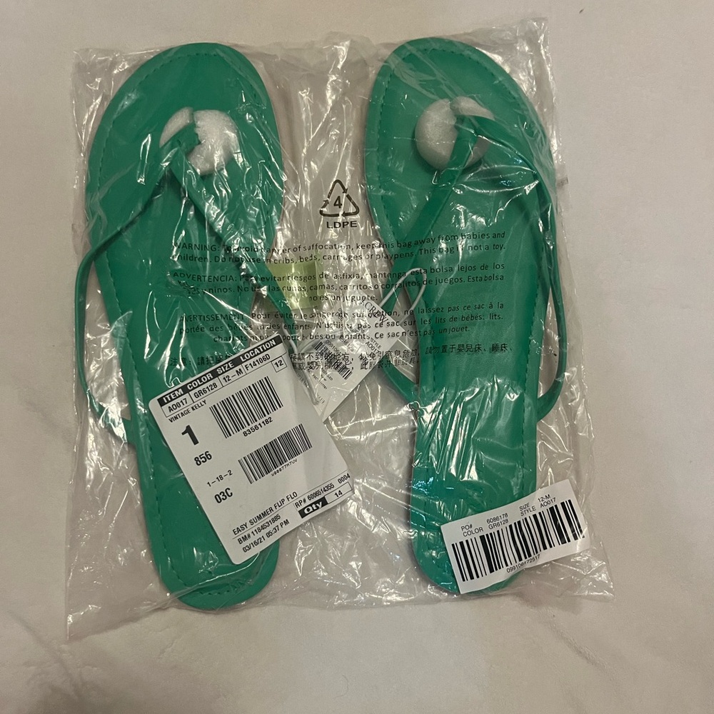 Green J. Crew Flip Flops